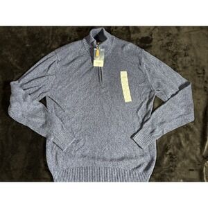 St John's Bay Quarter Zip Sweatshirt Sweater Mens Large Blue Heather Super Soft